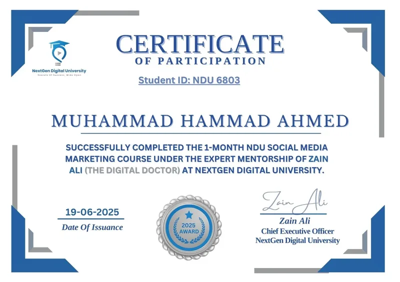Social Media Marketing Certification - Hammad Ahmed
